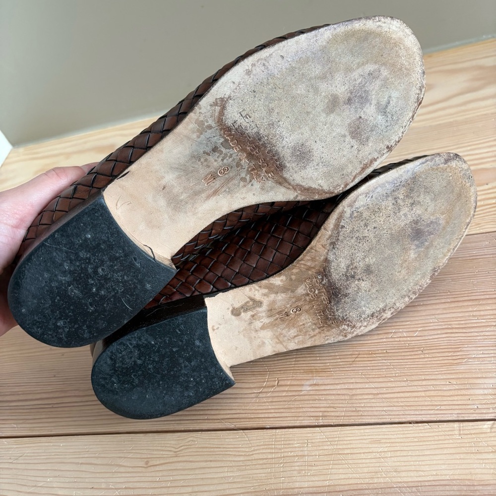 Vintage Talbots Brown Woven Leather Tassel Loafers - Picture 4 of 7